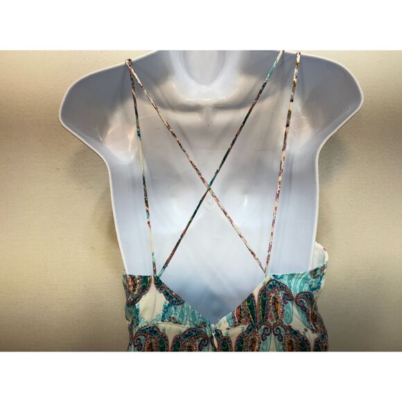 Nhim Womens Paisley Maxi Dress Sze M Multicolor Strappy Summer Beach V-Neck Chic - Picture 7 of 13